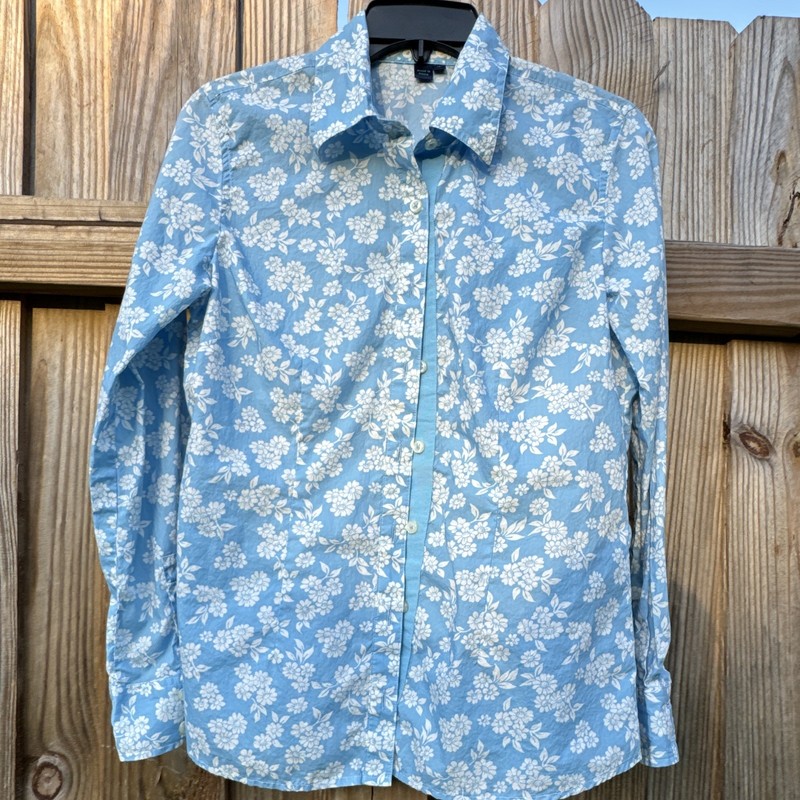 Boden Men's Regular Fit Blue/White Floral Woven Long Sleeve Point Collar Sz 12