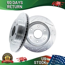 FRONT Premium Drilled Slotted Brake Rotors for Cadillac, Chevrolet GMC 2002-2006