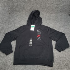 Nike Sweatshirt Kids Extra Large Black Fleece Pullover Hoodie Sweater Boys XL