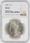 1881-S Morgan Silver Dollar NGC MS63 S$1 San Francisco Minted No Reserve