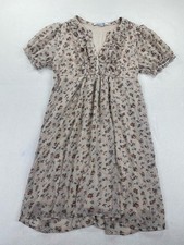 Forever 21 Womens Floral Ruffle Babydoll Tie Back Dress Sz M Boho Fall