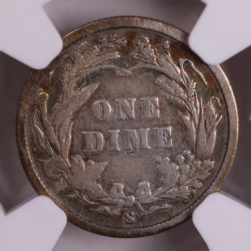 1895-S Barbiere Silver Dime., Certificato NGC; Buono-6., Negozio #9086. - Foto 2 di 3