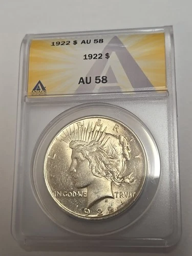 1922 Peace Silver Dollar  AU58 ANACS CERTIFIED