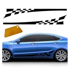 2PCS 78" Car Body Door Side Waistline Sticker Decals, Sports Racing Black