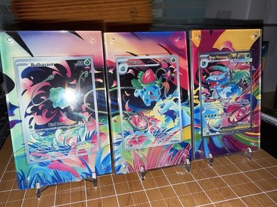 x3 Bulbasaur Ivysaur Mega Venusaur EX SIR IR Mega Evolution Extended Art Case