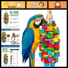 Extra Large Bird Toy - 20" Natural Wood Chew Blocks for Macaws, Cockatoos  Parr
