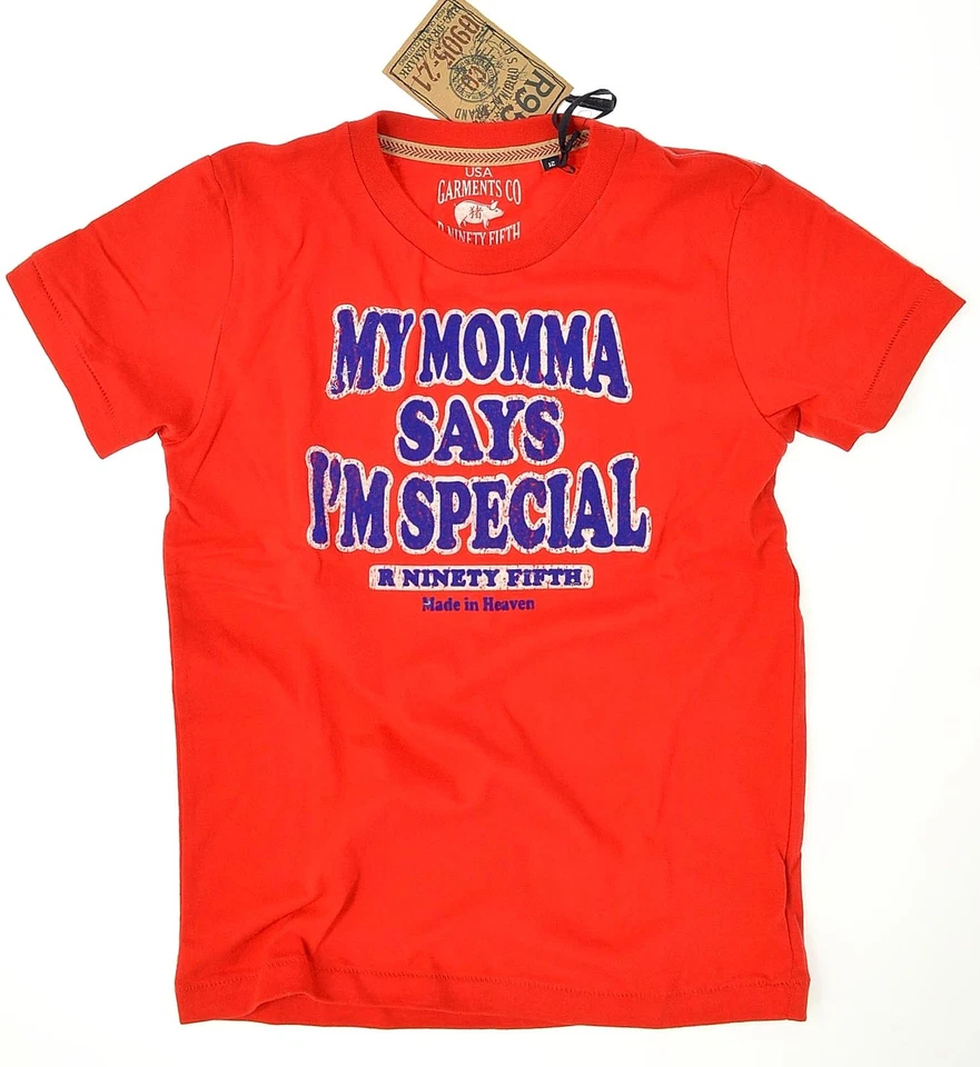 R95TH  ● T-Shirt rot mit blauem Flock-Print My Momma  diverse Größen  Neu m.Et. - Bild 1 von 1