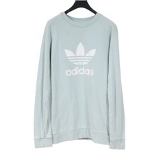 Adidas Mens Sweatshirt Small Mint Green White Pullover Spell Out Logo Thermal