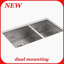 KOHLER Vault 33" Top-/Undermount Double-Bowl Kitchen Sink 9" DEEP