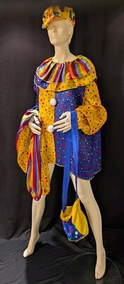 Vintage Narr Rainbow Kostüm  (Hose 1B) Karneval L-XL Kappe + Tasche Bonus