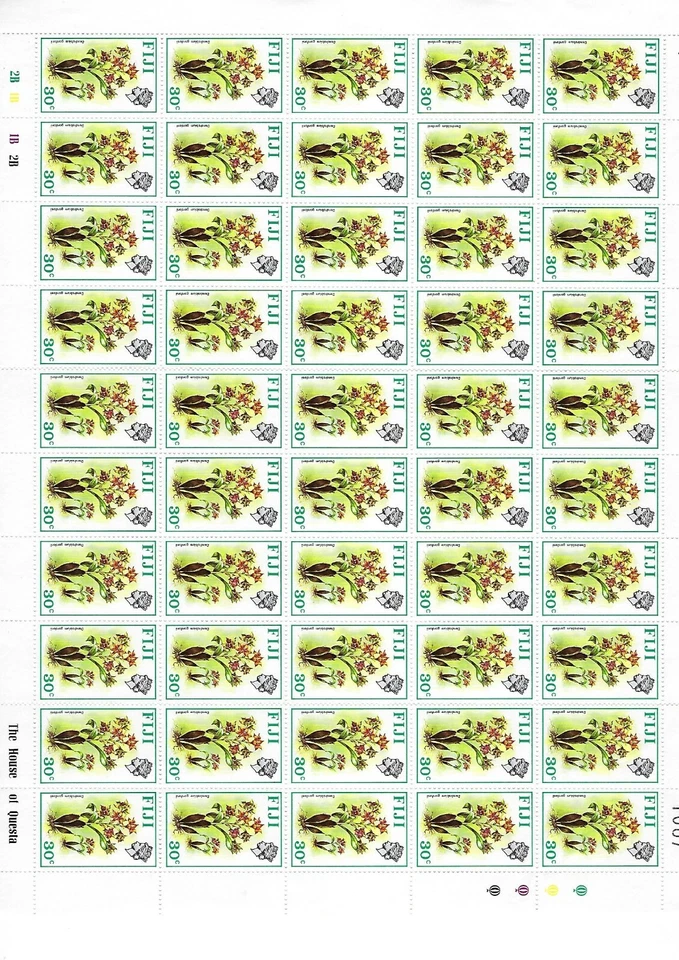 1971 Фиджи почтовые марки новый полный лист 30 центов Dendrobium gordonii. Как новые без наклеек и следов - Изображение 3 из 3