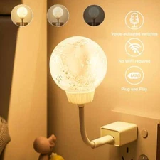 Timable Voice Activated Lamp USB-Powered Moon Night Light Energy-Saving LED Lamp