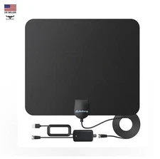 Indoor Multidirectional Amplified Digital HDTV Antenna Flat Wall or Window Mount