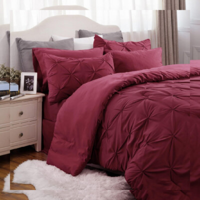 Bedsure Full Size Comforter Sets - Bedding 7 Pieces, Full, Burgundy 