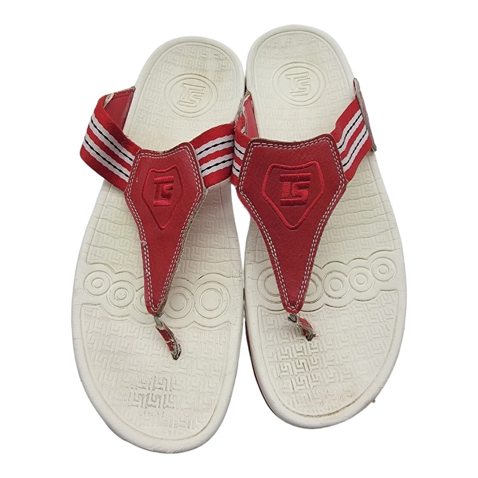 Sapatos Therashoe Feminino 11 Sandália Vermelha Flip Flop Tanga Terapia Couro Moldado - Imagem 3 de 4