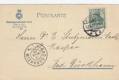 Mannheim, Postcard 1908, Zahn & Cie. Trading Company Noris
