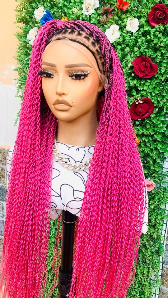 PELUCA TRENZADA SANDÍA SIN NUDOS EN 13*6 CIERRE DE ENCAJE 38" Foto 3 de 4