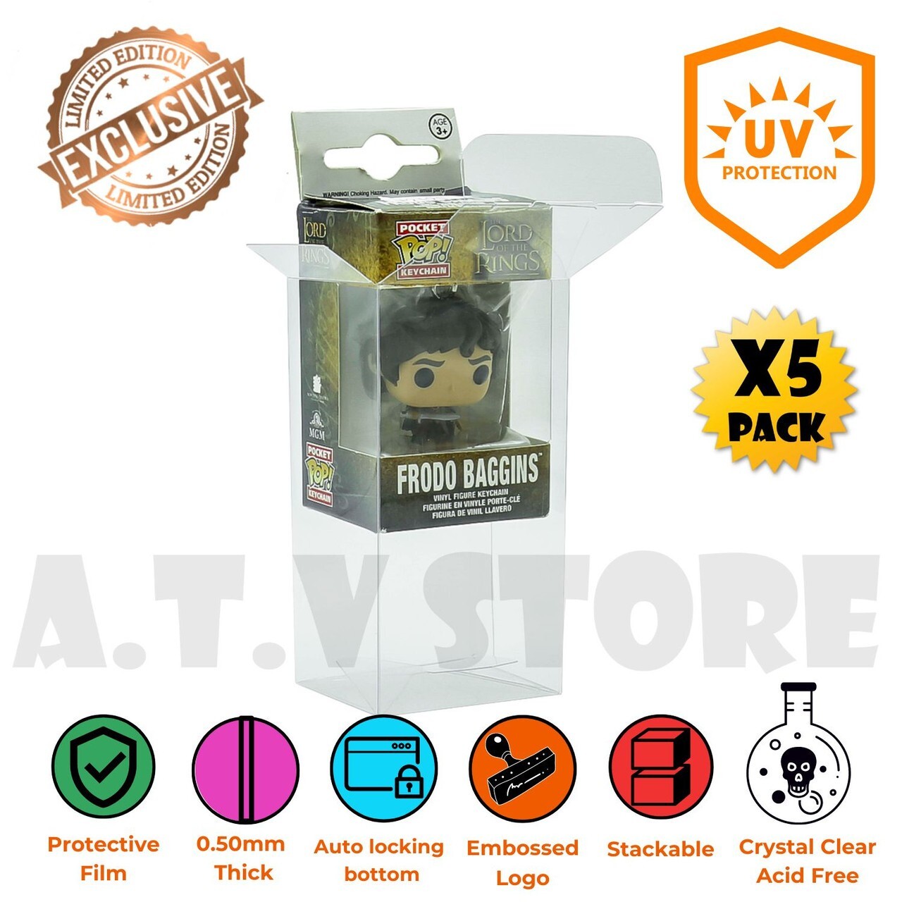 ATV  Protectors / Cases Funko Pop Single Key Chain (5 Pack)  UV 0.50MM Thickness