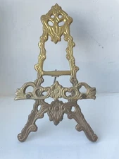 Vintage Victorian Style Ornate Brass Easel Stand 9" x 5" Art Plate Florentine Di