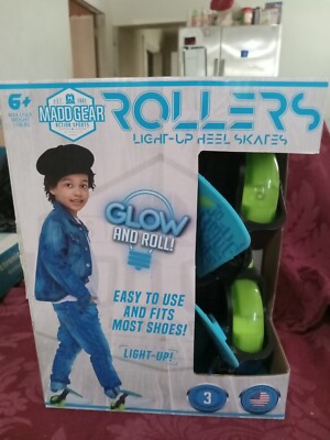Madd Gear Rollers Light-up Heel Skates Glow & Roll, Ages 6+