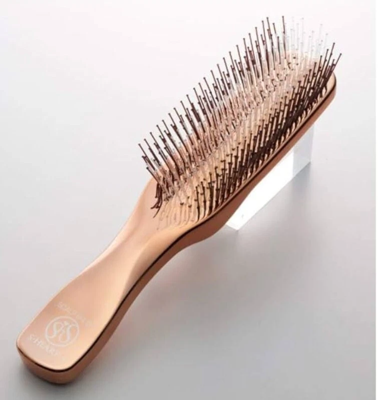 NUEVO S Heart S Cepillo de Masaje para Cuero Cabelludo - Modelo Mundial Mango Largo en Rosa y Dorado Japón Foto 3 de 4