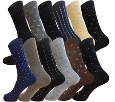 12 Pk Dress Socks 12 DIFFERENT DESIGNS Cotton Socks 10-13 TRUE TO SIZE