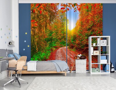 3D Herbst Blätter H2289 Foto Blockout Vorhang Stoff Fenster Honey 2023
