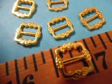GEORGIAN STYLE METAL BUCKLES~12MM~BRIGHT GOLD~6 PC's~GREAT FOR DOLLS!
