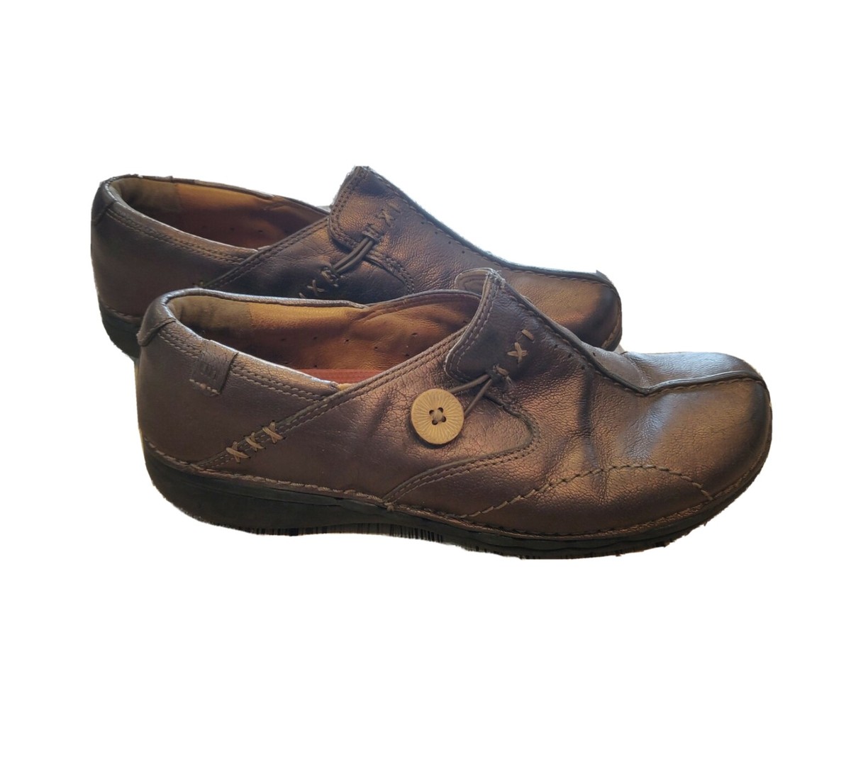 Clark's Unstructured Women's Shoes Bronze Size Slip-on Comfort AC