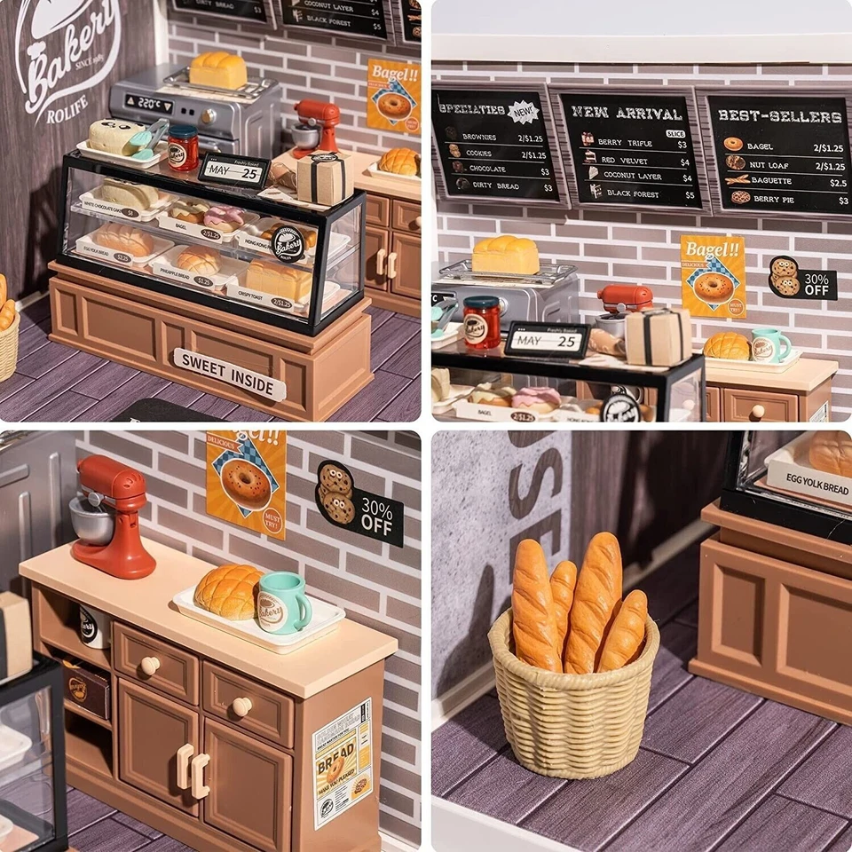 Rolife Super Panadería Rompecabezas 3D Miniatura Casa Kit para Adultos Niños Regalos de Navidad Foto 4 de 4