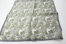 Isaia Olive Green Silver Floral Arrangment Silk Pocket Square Italy New