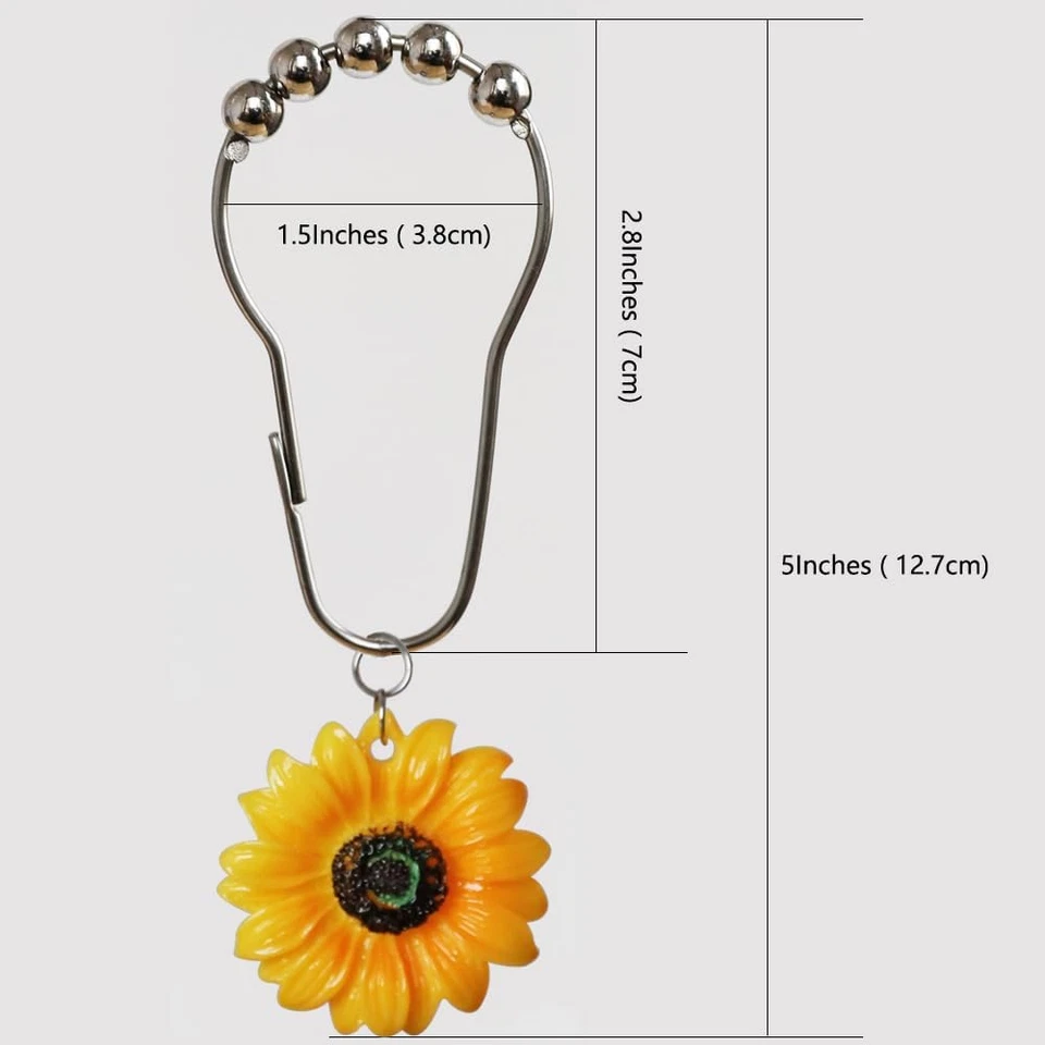 Ganchos para Cortina de Ducha Girasol Decorativos Flores Amarillas Margaritas Anillos de Ducha para Foto 2 de 4