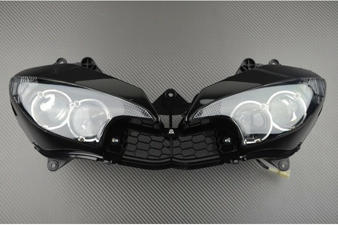 Optique phare avant premium pour Yamaha YZF R6 2005 RJ09 finition claire haute clarté