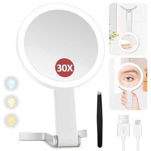 30X Magnifying Lighted Makeup Mirror with Adjustable Illumination