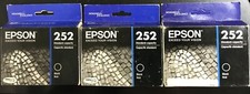 Epson 252 Black Ink Cartridge Lot of 3 OEM NEW Genuine Sealed 2018 Date SAVE 