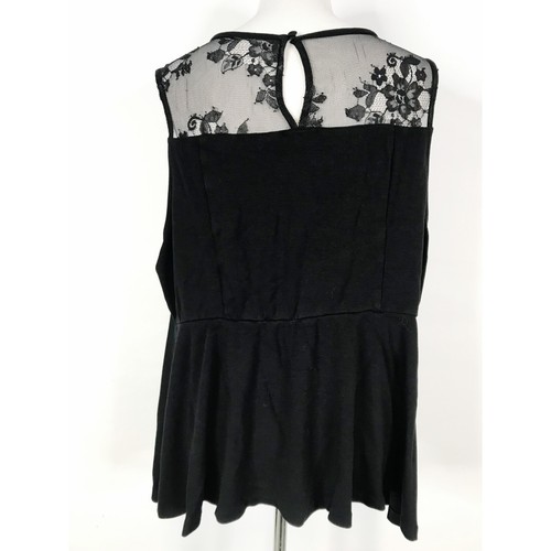 Torrid Top Womens 3X 3 Black Lace Neck Stretch Knit Sleeveless Keyhole Back - Picture 5 of 11