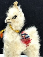 VINTAGE LLAMA FIGURE WITH REAL ALPACA FUR MADE IN PERU 5 INCHES