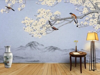 3D Flower Branch Bird K16467 Wallpaper Mural Self-adhesive Removable Sticker Kay