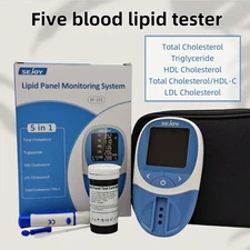 5-in-1 Blood Lipid Meter Home Test Kit Cholesterol HDL LDL TG Monitor Analyzer