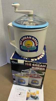 Vintage Donvier Chill-Fast 2 Pint ICE CREAM MAKER   Hand-Cranked (BLUE RIM)