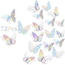 SAOROPEB 3D Butterfly Wall Decor, 72Pcs 3 Sizes 3 Styles, Removable Butterfly