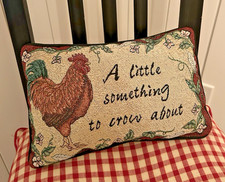 Vintage Throw Pillow 12" x 8" Decorative Accent Cushion Chicken Rooster