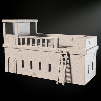 Tabletop Gelände Gebäude Mehrstöckiges Wüstenhaus Unbemalt 28mm