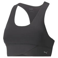 PUMA Mid Impact Forever Luxe Sports Bra Womens Black Casual 52029751