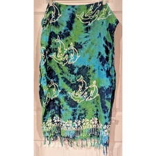 Koko Knot Womens Oversized Scarf Wrap Beach Cover Up Blue Green Dolphins Swim