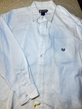 Chaps Ralph Lauren White Men's Long Sleeve Dress Shirt Button-Down Collar Logo