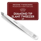 Professional Tweezers Diamond Slant Tip - Diamond Tip Tweezers for Men & Wome...