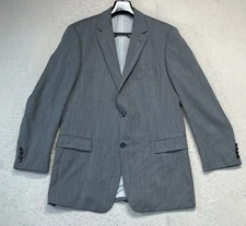 Vtg HUGO BOSS Saks Fifth Ave 46L Gray Virgin Wool Blazer Jacket Stretch USA Made