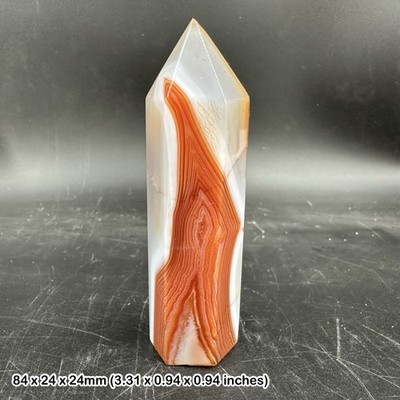 Karneol gestreift Obelisk Spitze natur gebändert Achat orange rot poliert