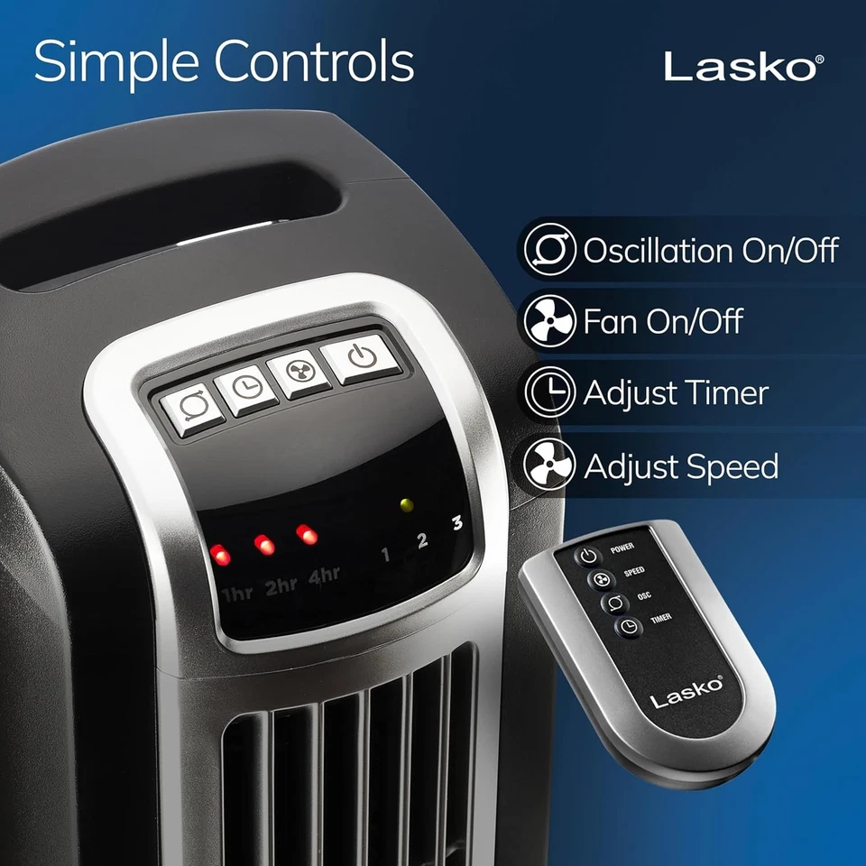 LASKO Oscillating Tower Fan 36" with Remote Control, 3 Quiet 2511 - Image 4 of 4